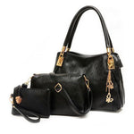 Conjunto de 3 piezas de piel sintética para mujer: bolso de mano, bandolera y monedero