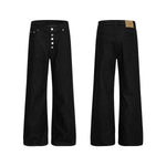 Retro breasted original cowhide black jeans