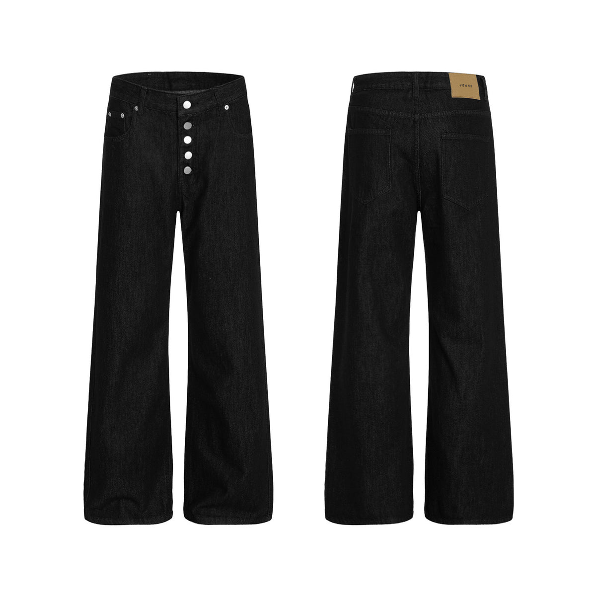 Retro breasted original cowhide black jeans