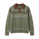 Polo collar long sleeved sweater for women
