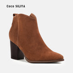 Botines de ante para mujer con tacón ancho, para otoño e invierno