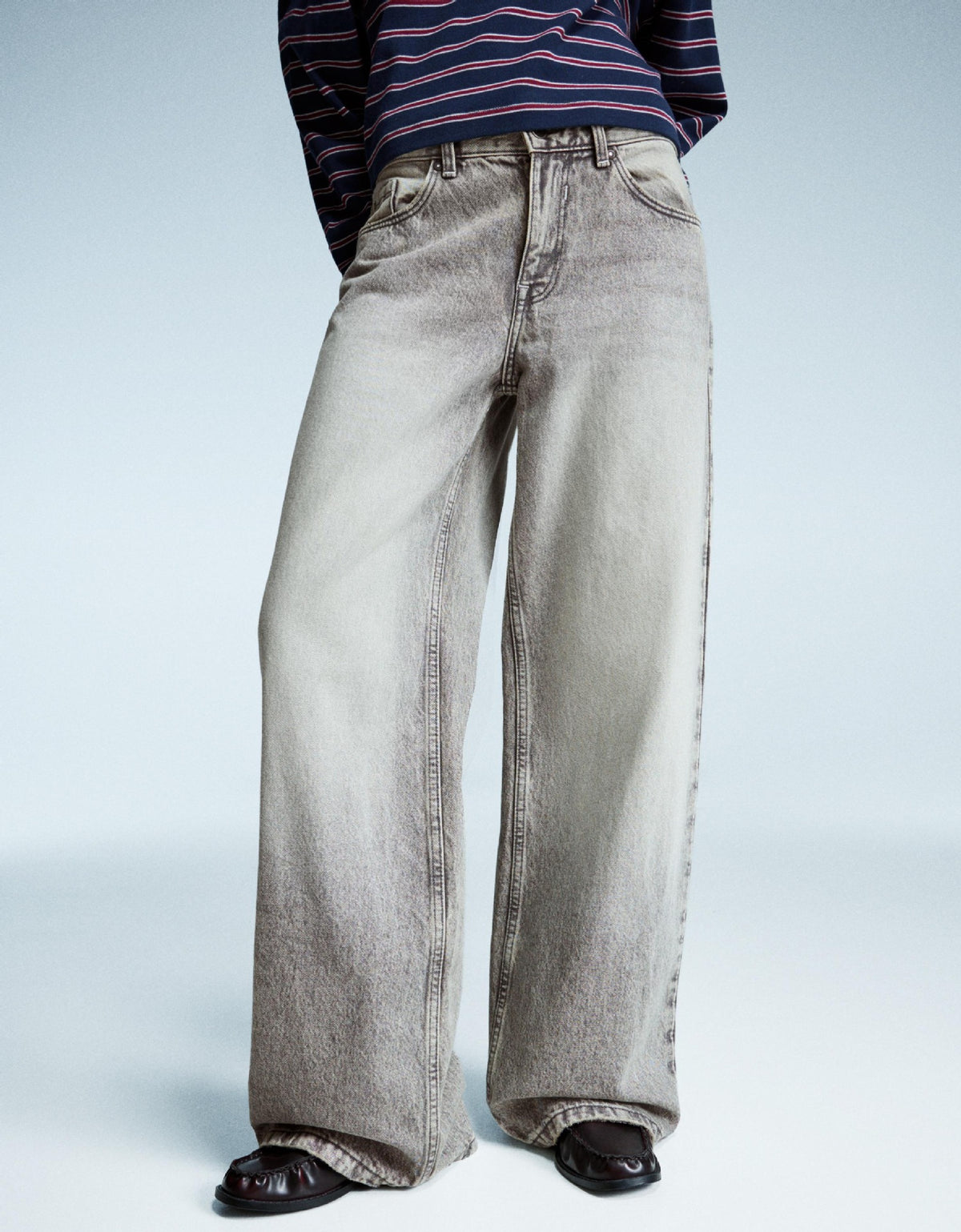 High-Waisted Straight-Leg Tapered Casual Multi-Color Ins Style Wide-Leg Floor-Length Jeans Pants