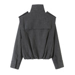 Conjunto de chaqueta con cremallera lateral y tira y pantalón para mujer