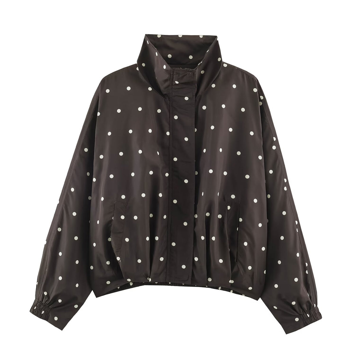 Polka dot stand up collar jacket