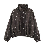 Polka dot stand up collar jacket
