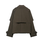 Double breasted belt windbreaker jacket for women