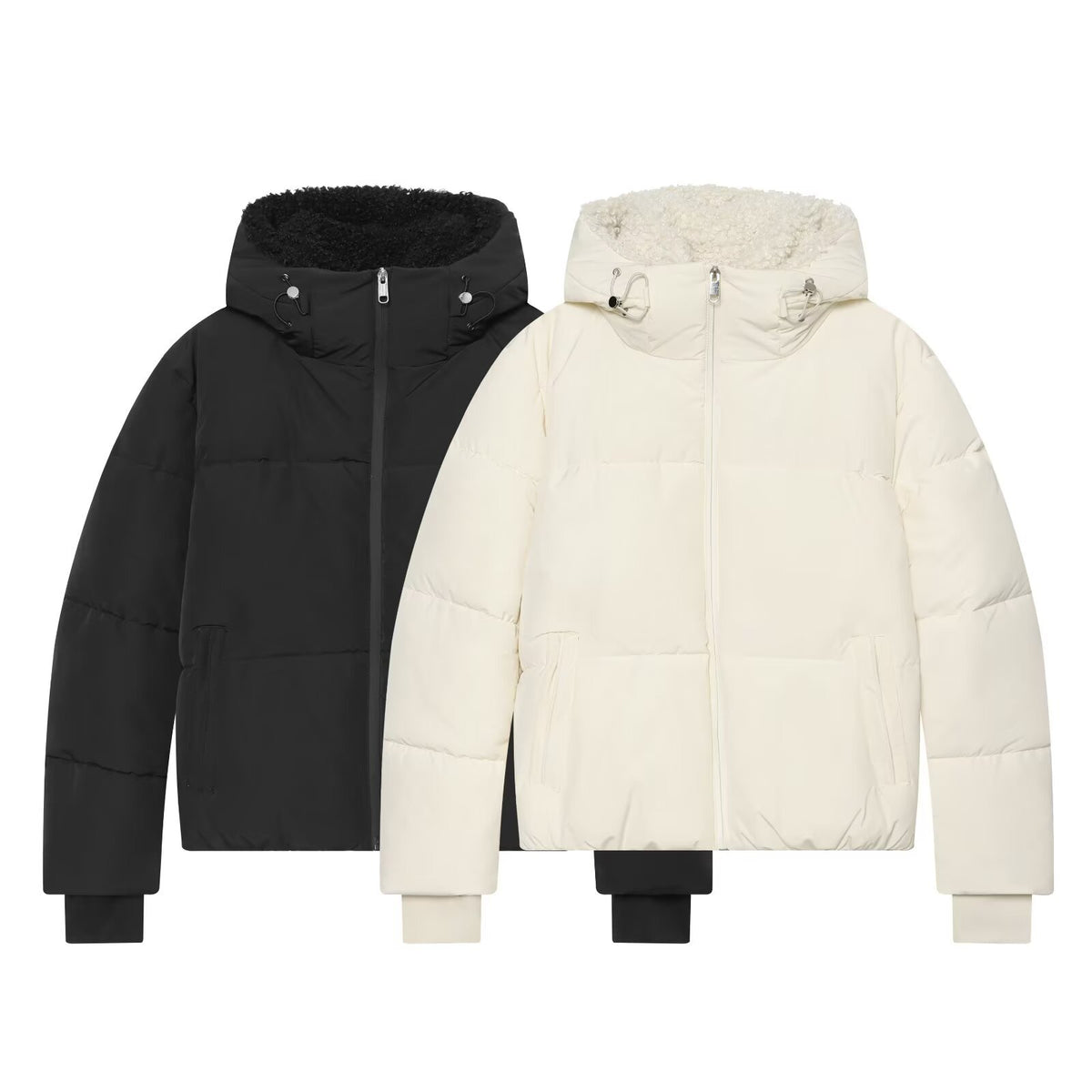 Loose zipper hooded cotton jacket for women