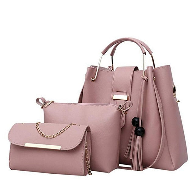 Conjunto de 3 bolsos Laamei de piel sintética para mujer con detalle de borla
