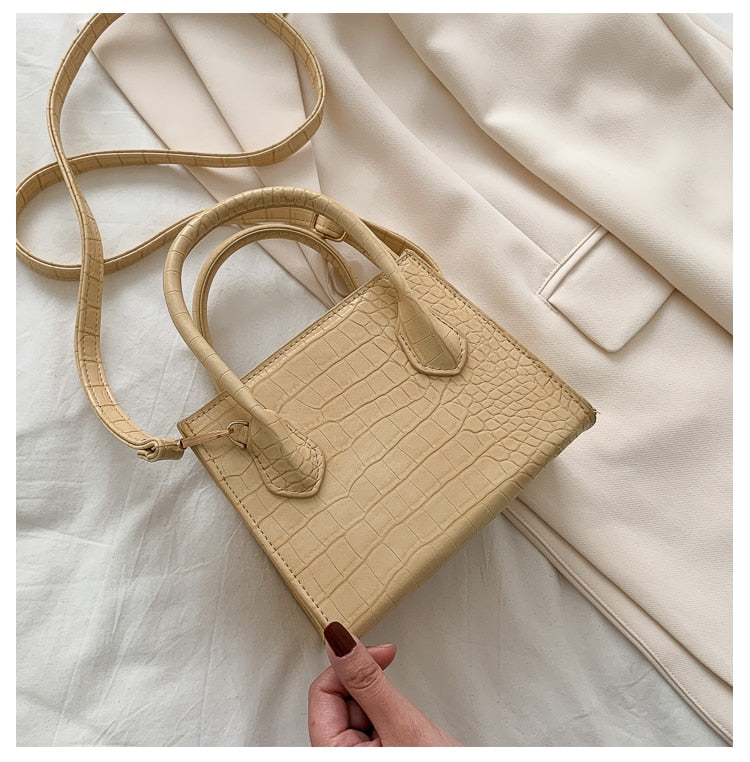 Bolso bandolera pequeño de piel sintética para mujer con efecto cocodrilo