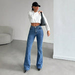 Women's Summer Elegant Flared Versatile Jeans, Slimming Fashion Long Pants
