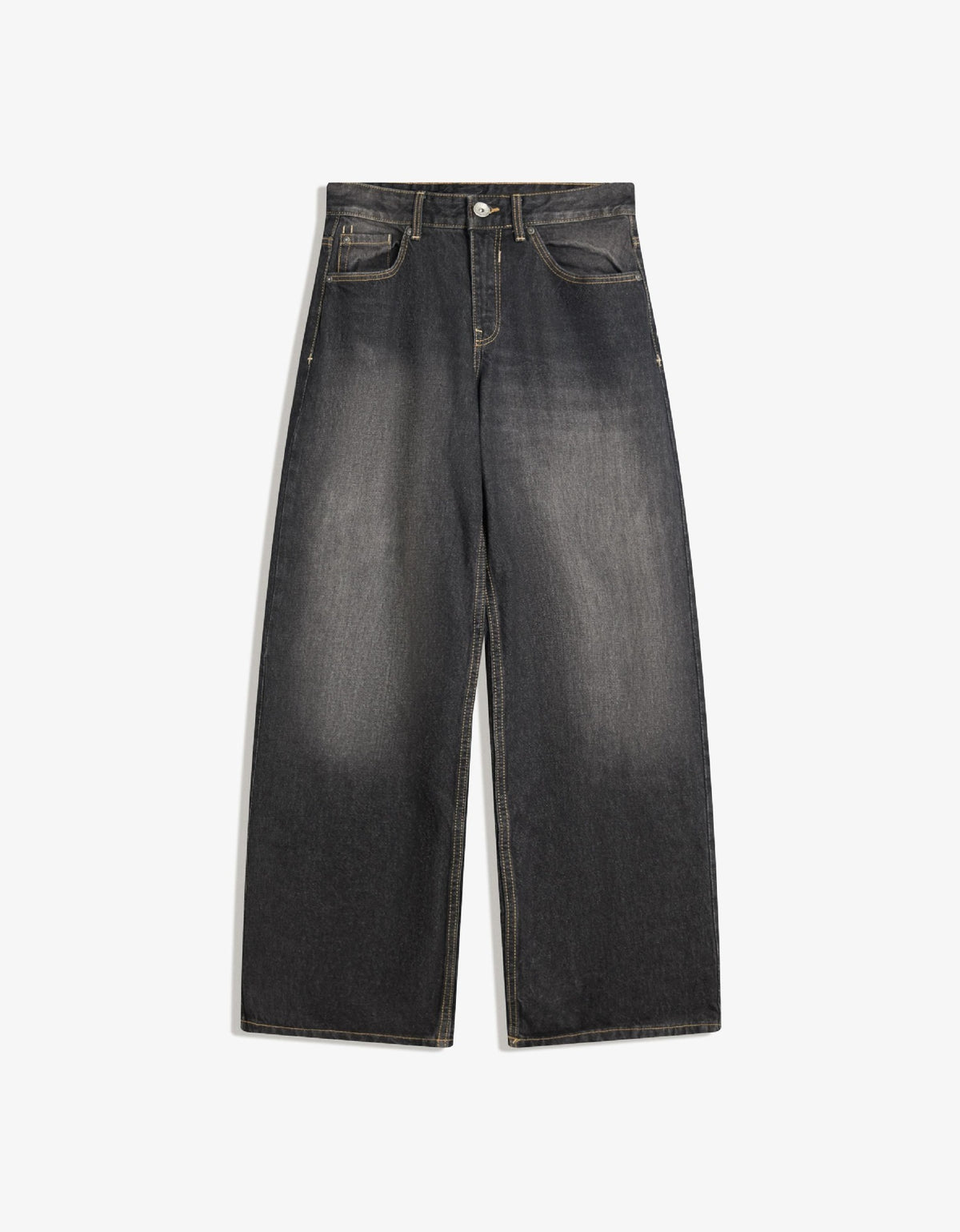 High-Waisted Straight-Leg Tapered Casual Multi-Color Ins Style Wide-Leg Floor-Length Jeans Pants
