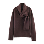 Solid color pullover knitted sweater