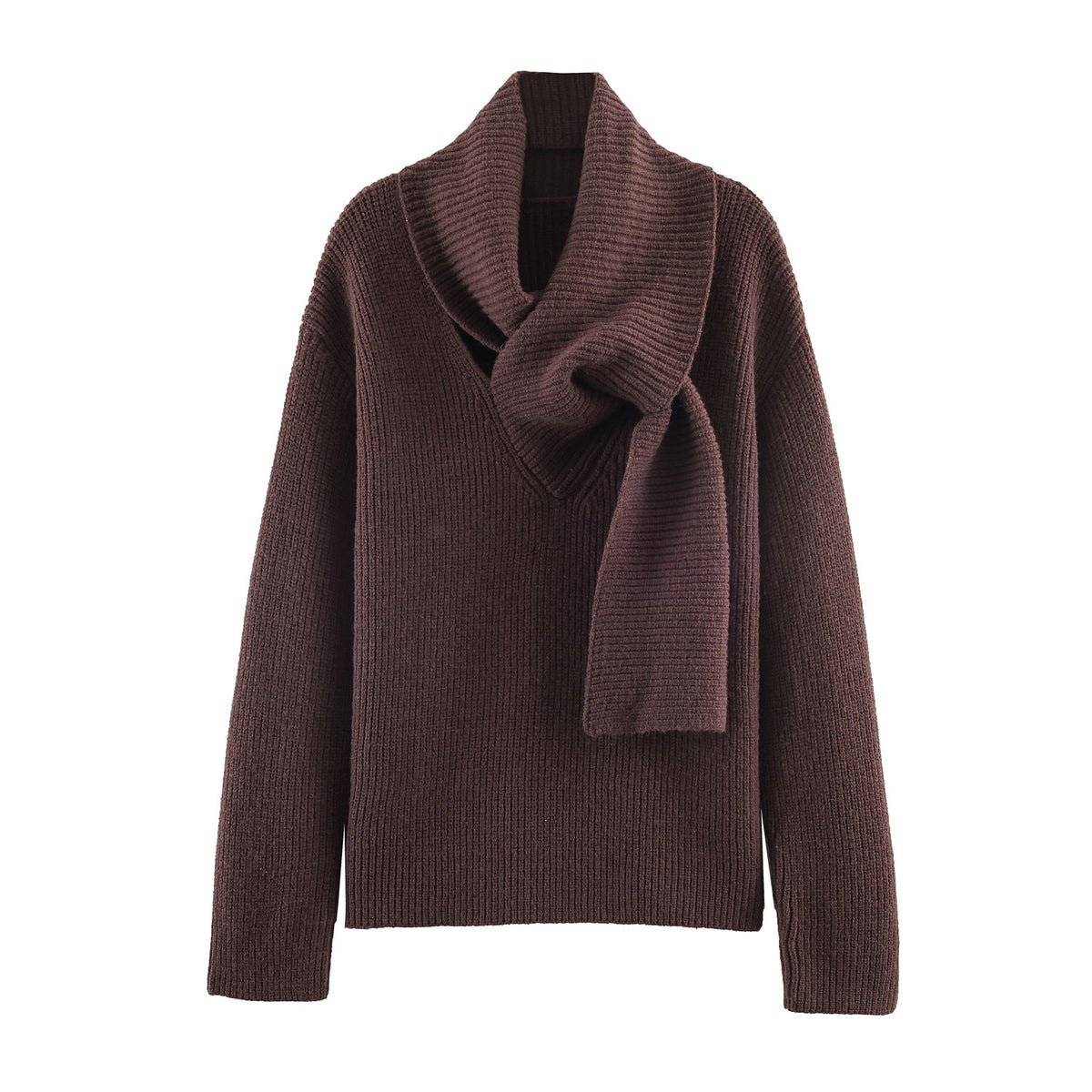 Solid color pullover knitted sweater