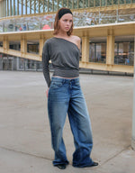 High-Waisted Straight-Leg Tapered Casual Multi-Color Ins Style Wide-Leg Floor-Length Jeans Pants