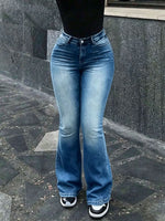 Summer Women's Fashionable Charming Flared Denim Pants, Versatile, Simple and Elegant Long Pants