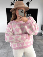 Love jacquard contrasting pullover sweater