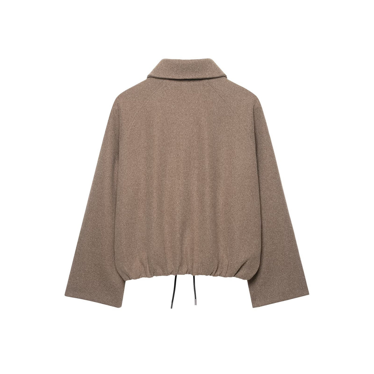 Casual loose pleated zipper woolen jacket