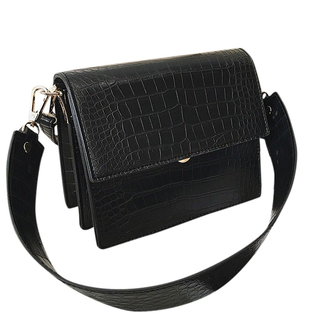 Bolso bandolera pequeño de piel sintética para mujer con efecto cocodrilo, estilo vintage