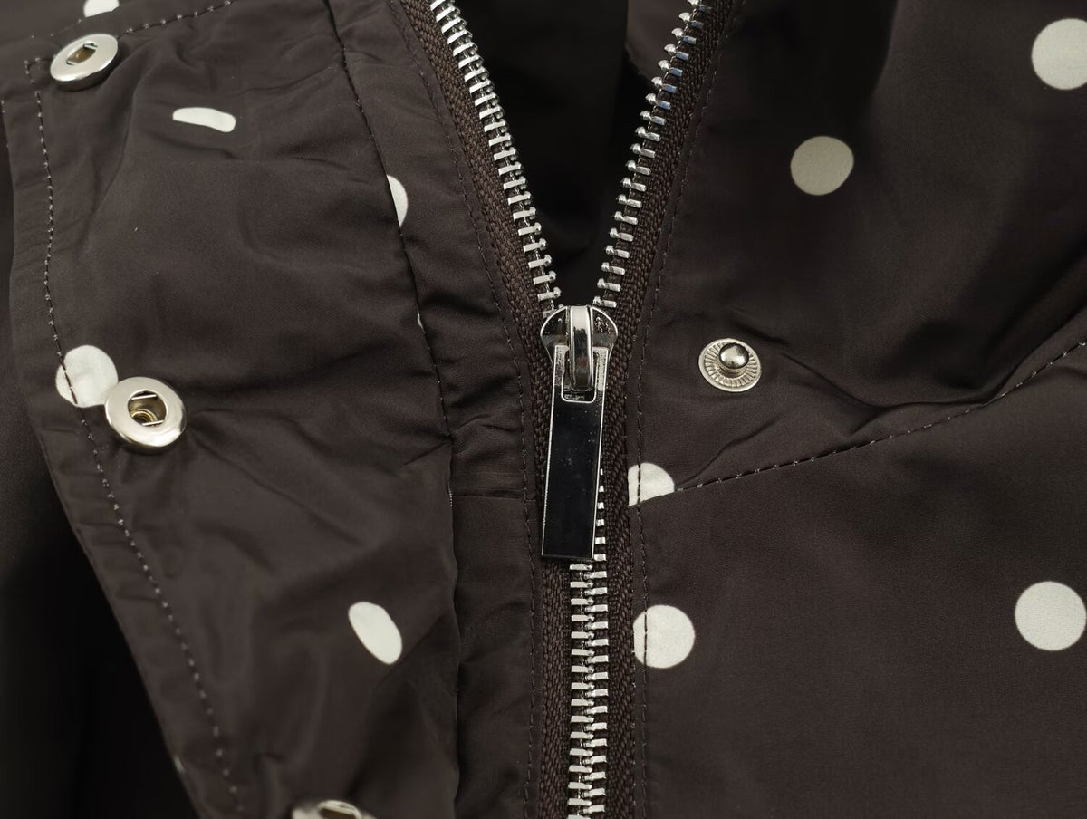 Polka dot stand up collar jacket