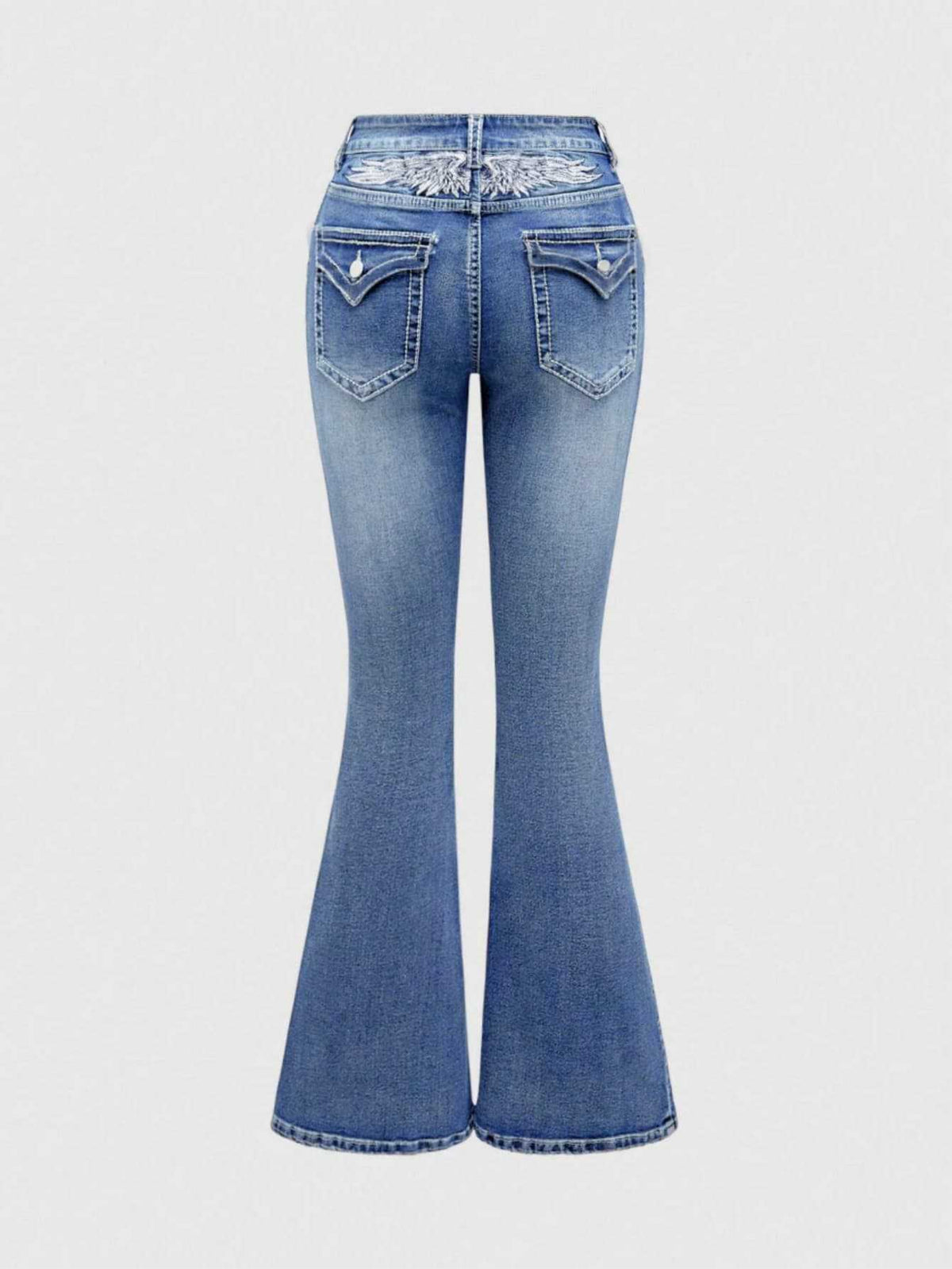Blue Denim Long Pants with Embroidery Design