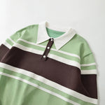 Versatile loose contrasting striped knitted sweater for women