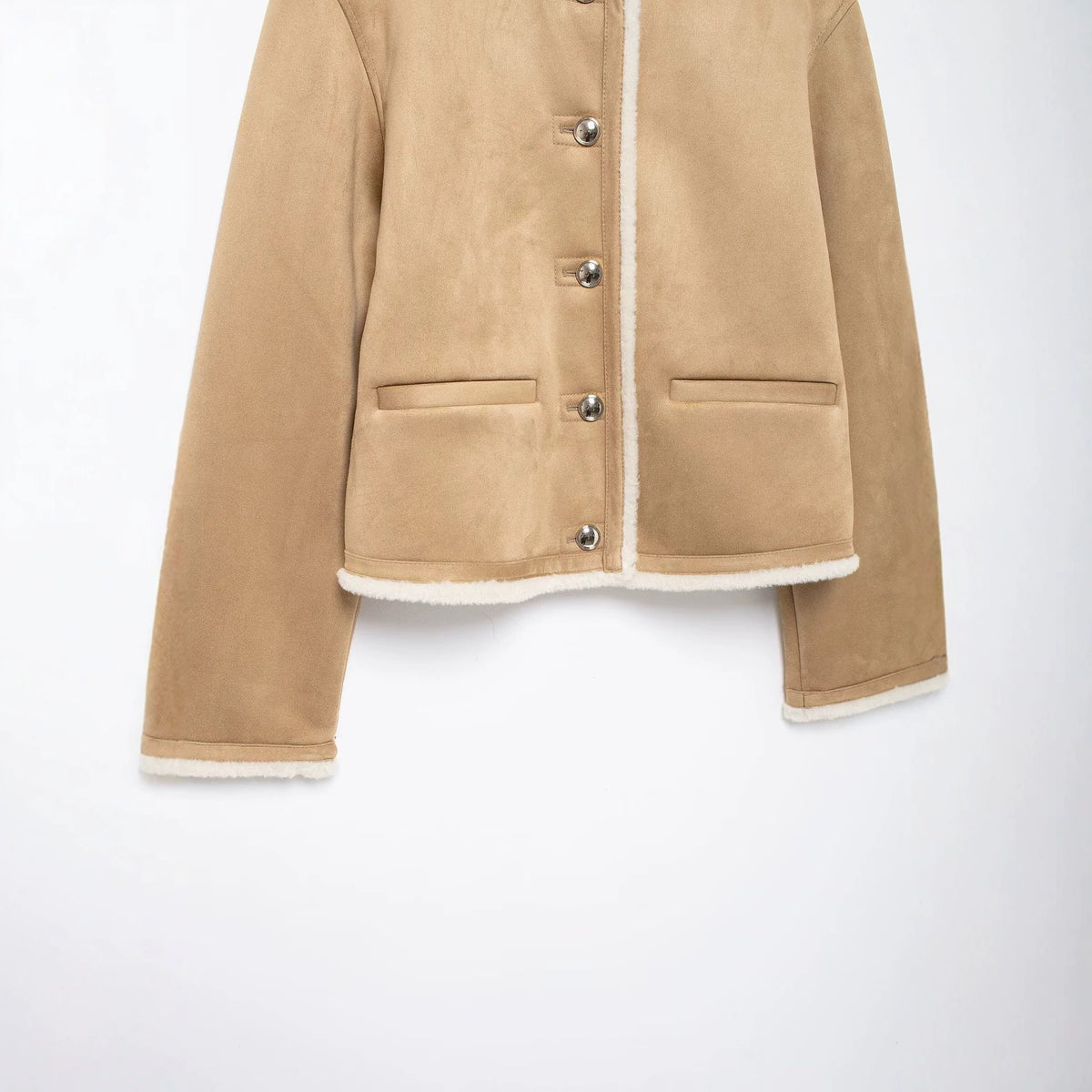 Double sided jacket with gold button decoration