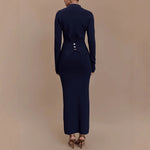 Vestido de punto entallado con botones para mujer, cómodo y elegante para otoño e invierno