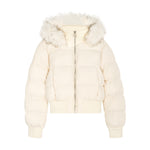 Padded Jacket with Fur Collar and Hood, Short Loose Unisex Winter Coat