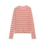 Casual long sleeved round neck striped contrasting knit sweater