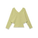 Long sleeved V-neck solid color simple knit sweater