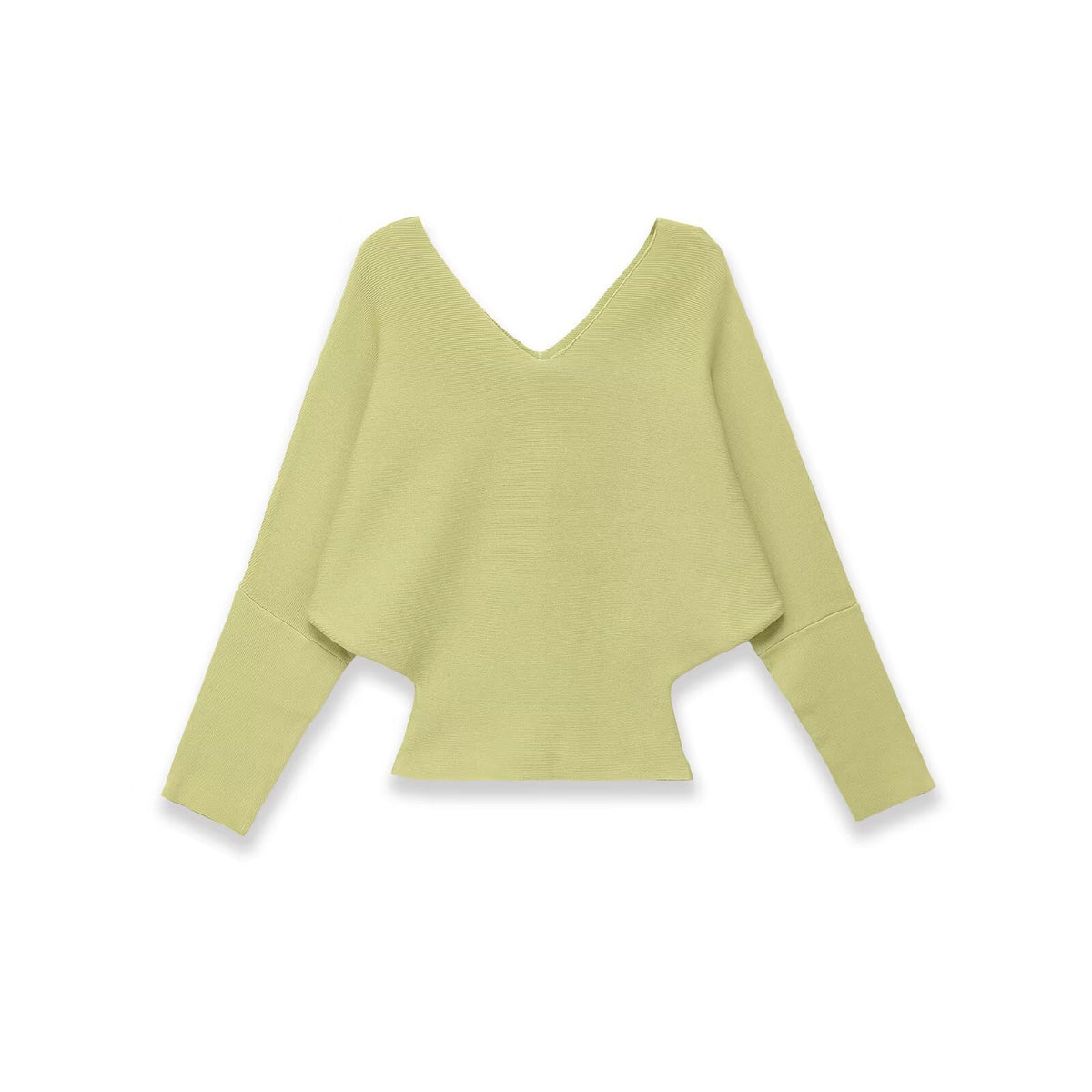 Long sleeved V-neck solid color simple knit sweater