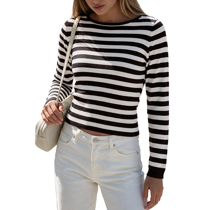 Striped slim fit sweater for women
