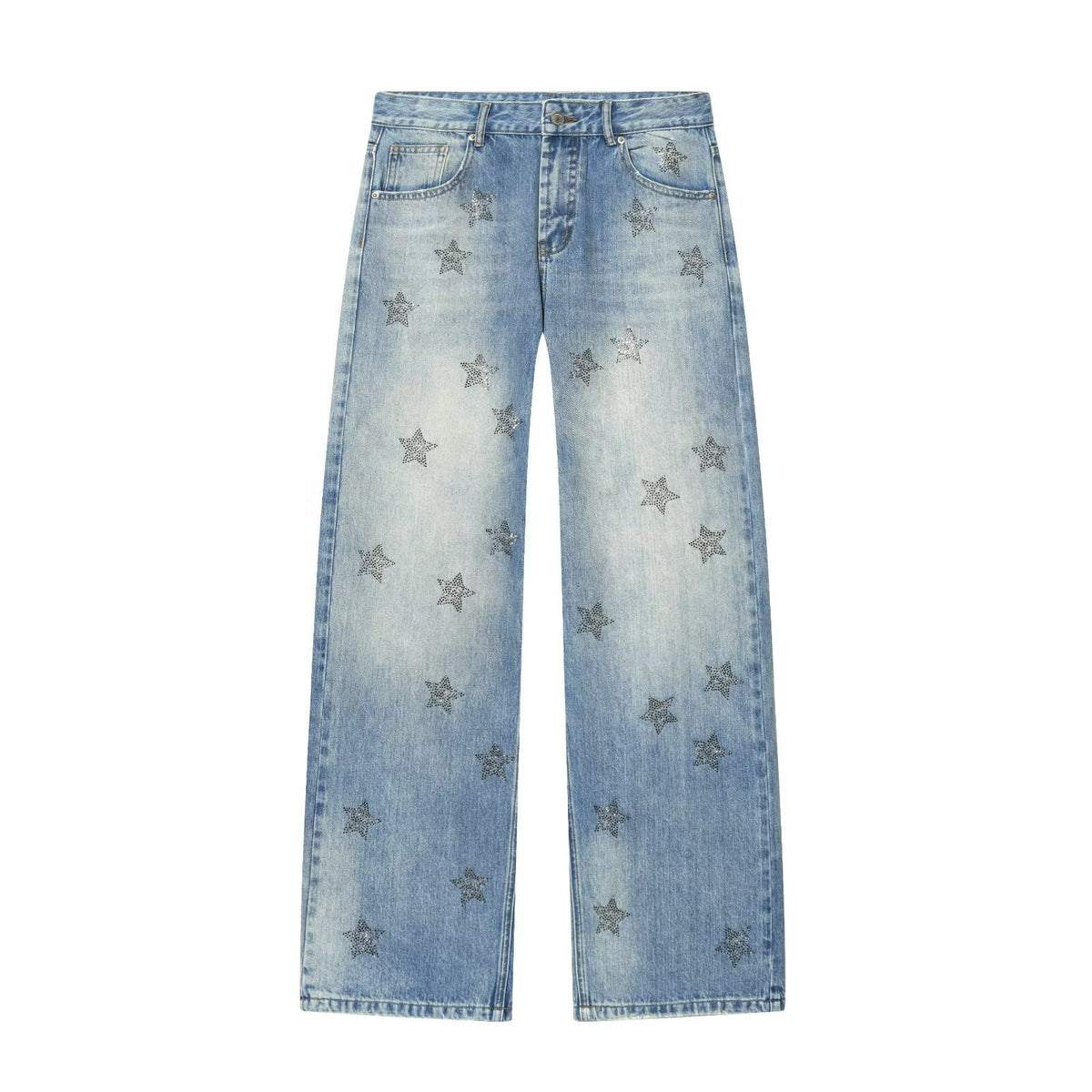 Low waist wide leg starry hot diamond jeans