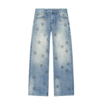 Low waist wide leg starry hot diamond jeans