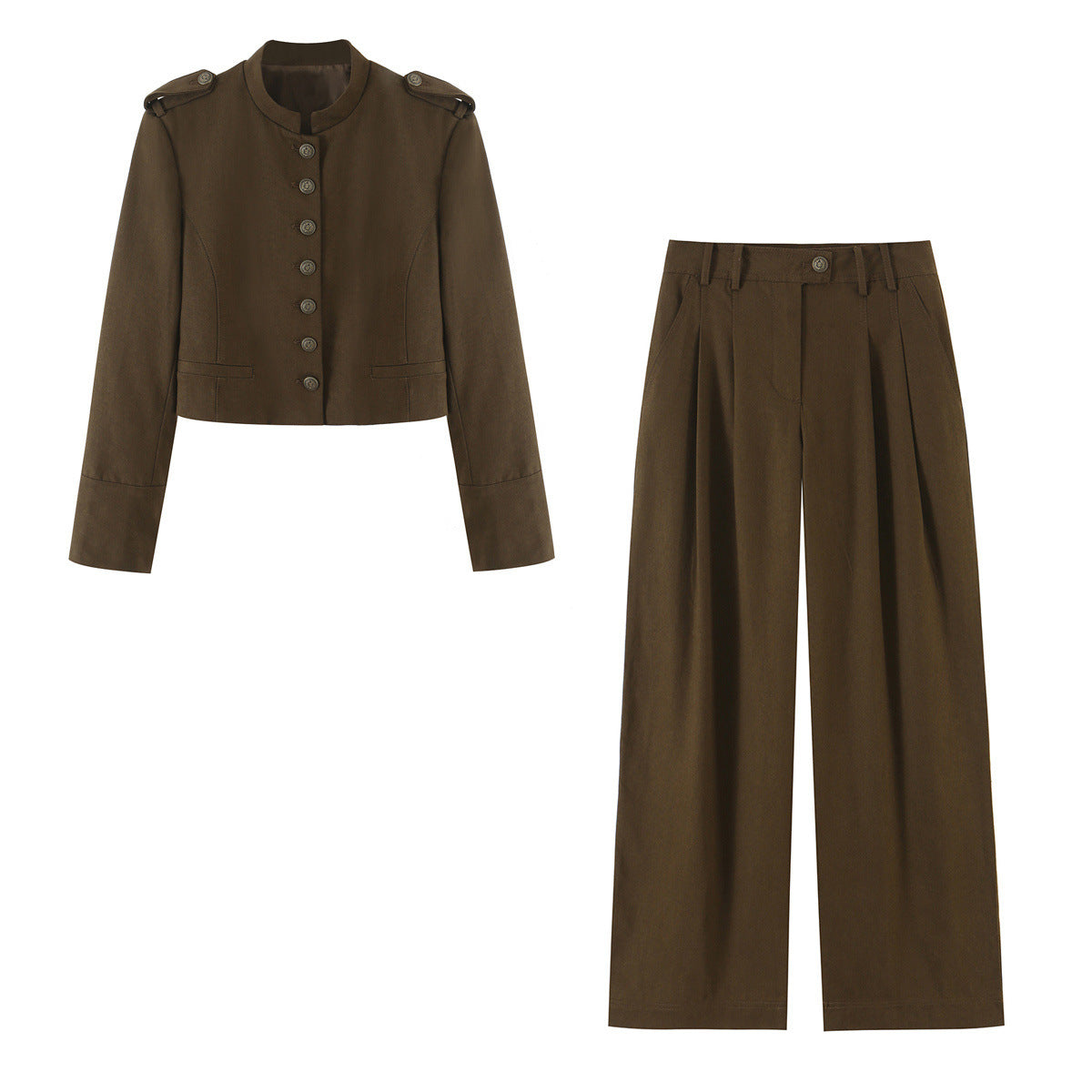 Traje de chaqueta con tira en el cuello y pantalón para mujer