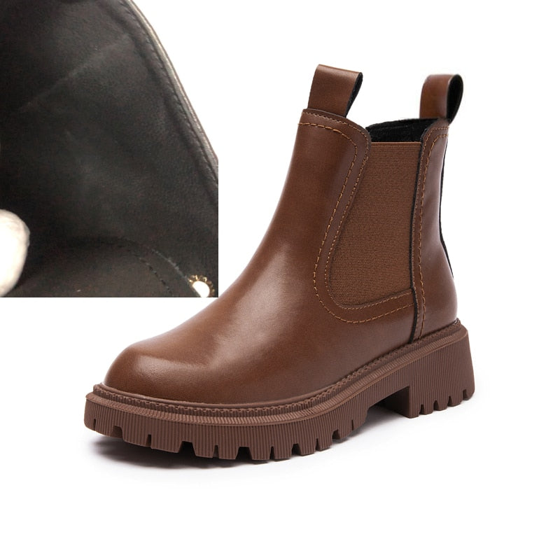 Botines Chelsea AIYUQI de piel auténtica para mujer, estilo retro para otoño e invierno
