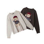 HeyHenry Bear Couple Sweaters Round Neck Loose Knit Pullover Casual Inner