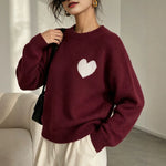 Round neck heart-shaped loose women's sweater