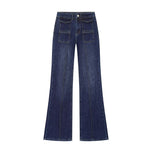 Street high waisted flared pleated jeans