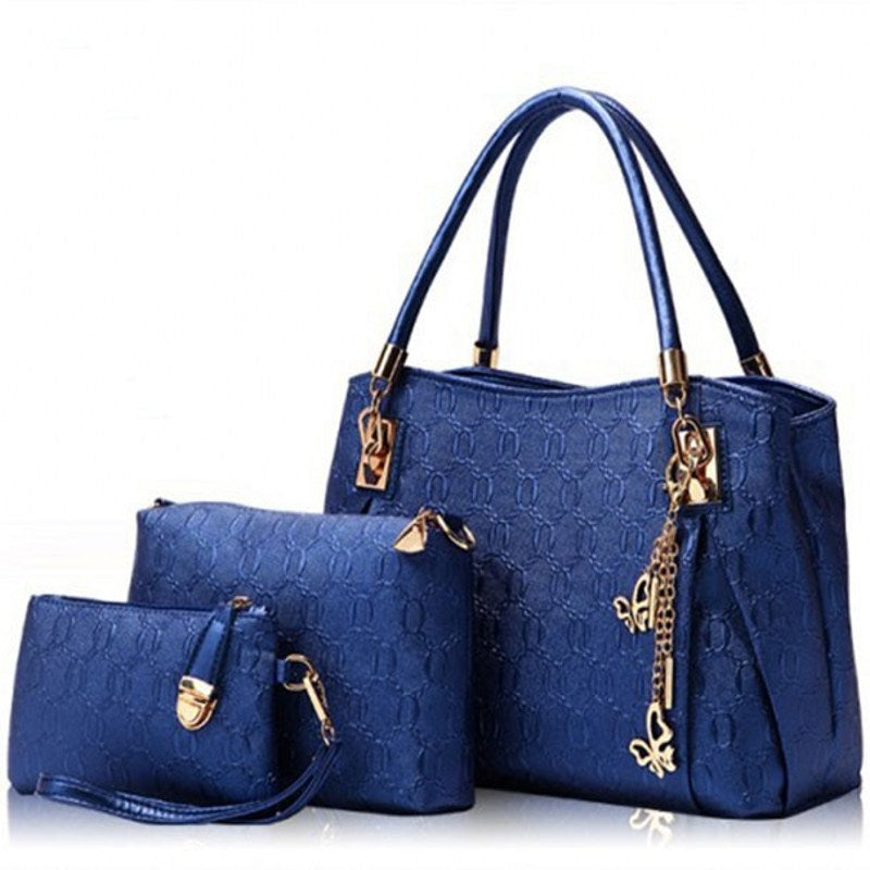 Conjunto de 3 piezas de piel sintética para mujer: bolso de mano, bandolera y monedero