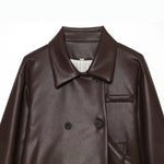 Back pleated leather jacket women's clothing