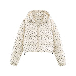 Zipper hooded polka dot cotton jacket for women