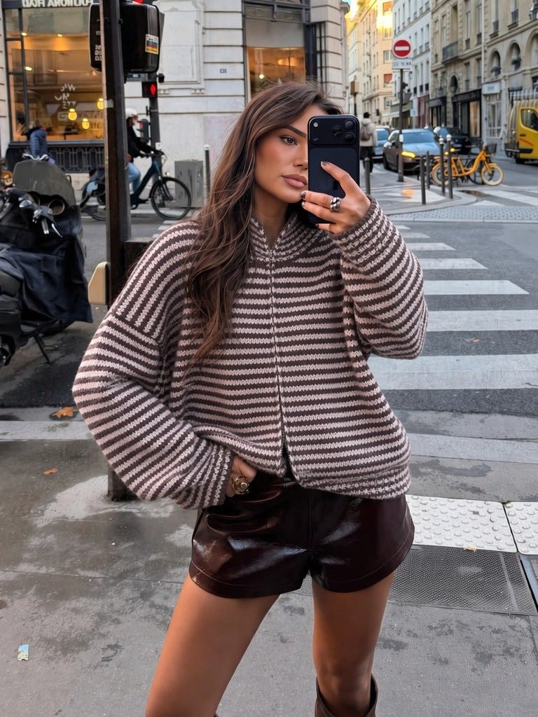Contrasting striped sweater