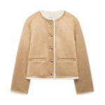 Double sided jacket with gold button decoration