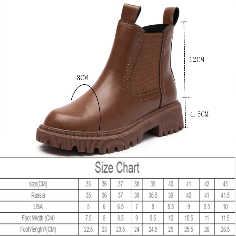 Botines Chelsea AIYUQI de piel auténtica para mujer, estilo retro para otoño e invierno