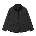 Versatile loose pocket contrasting collar cotton jacket for women