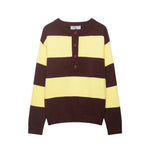 Round neck contrasting striped pullover knit sweater
