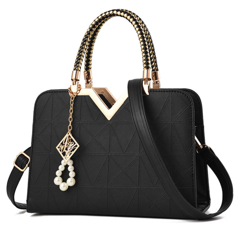 Bolso de mano y bandolera para mujer con bordado y asa superior