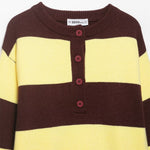 Round neck contrasting striped pullover knit sweater