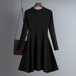 Vestido corto de punto grueso para mujer con corte en A, básico y elegante para otoño e invierno